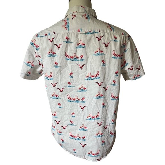 Denim & Flower Ricky Singh Slim Fit Mens Button Down Pink Flamingo Shirt Size Me - Picture 3 of 14